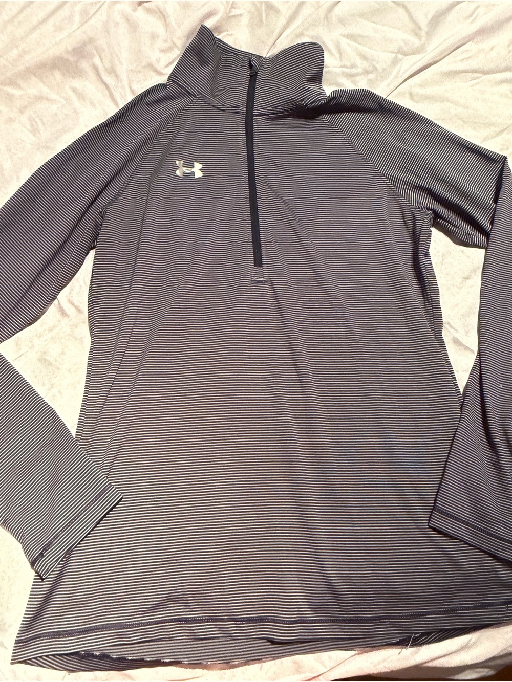 Under armour heatgear loose micro stripe 1/4 quarter long sleeve shirt
